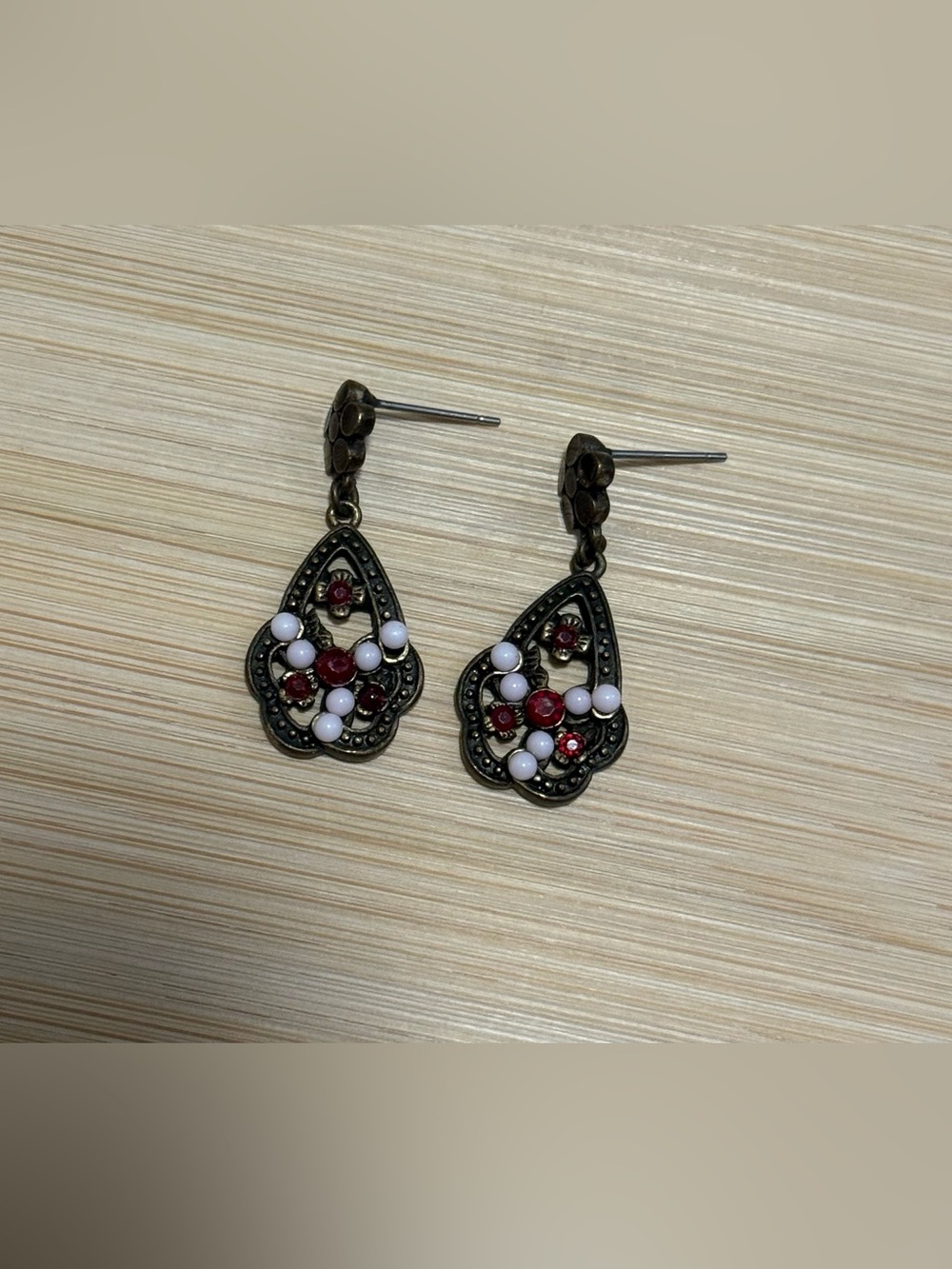 Fairycore Red and White Teardrop Dangle Earrings